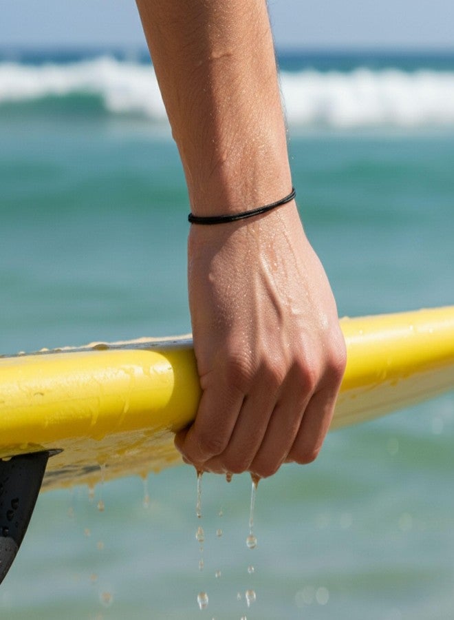 Luck Strings Thin Black Cord Bracelet for Men Women Teen Unisex Adult - Waterproof Nylon Surfer String Friendship Bracelets Summer Beach Accessories - Image 3